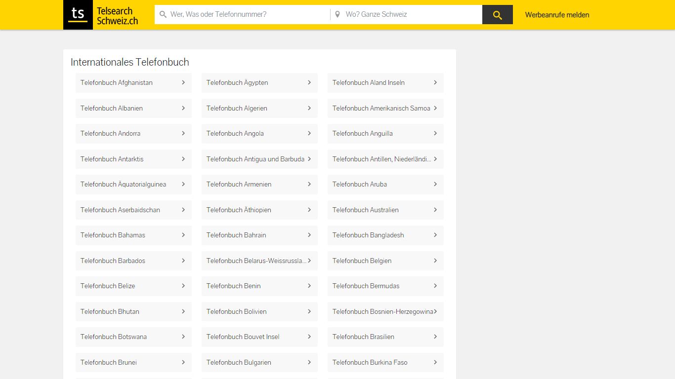 Internationales Telefonbuch - telsearchschweiz.ch