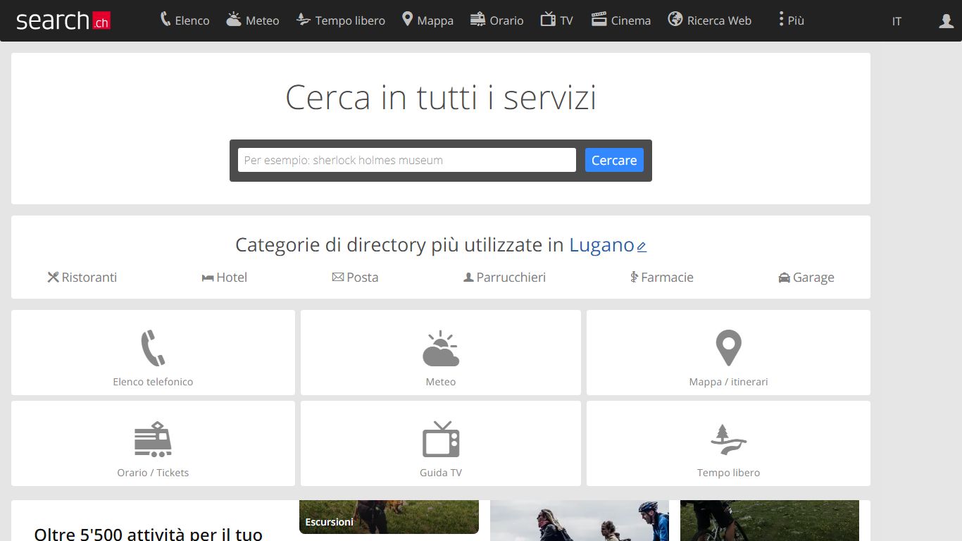 Il motore di ricerca svizzero - search.ch